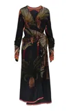 Johanna Ortiz Eternity Begins Wrapped Silk Maxi Dress In Tropical Style Print
