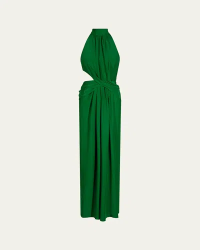 Johanna Ortiz Excepcionalidad Crepe Cutout Maxi Halter Dress In Green