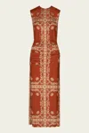 Johanna Ortiz Existencia Simbolica Dress In Marsala Ecru
