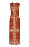 Johanna Ortiz Existencia Simbolica Dress In Marsala Ecru In Multi