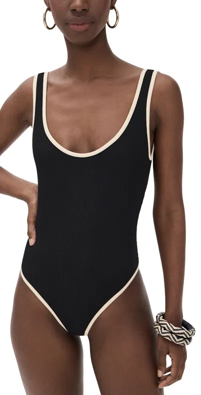 Johanna Ortiz Explorer One Piece Black/ecru In Blue