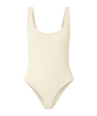 Johanna Ortiz Explorer Recycled-seersucker Swimsuit In Neutral