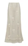 Johanna Ortiz Fair Winds Embroidered Cotton Midi Skirt In Ecru