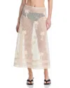 Johanna Ortiz Fair Winds Embroidered Cotton Midi Skirt In Ecru
