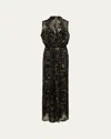 Johanna Ortiz Fancy Sea Sequined Silk Maxi Dress In Black