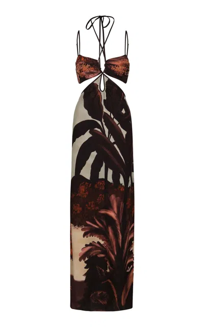 Johanna Ortiz Fervent Flower Printed Silk Maxi Dress In Multi