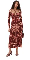 JOHANNA ORTIZ FESTIVE PERFORMANCE DRESS WINE/MARSALA/ECRU