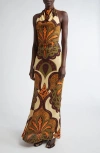 Johanna Ortiz Finding Peace Silk Halter Maxi Dress In Multi