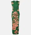 Johanna Ortiz Finding The Way Ruched Sleeveless Maxi Dress In Green-pink