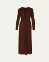 Johanna Ortiz Finding Yourself Twisted Plunge Midi Dress In Chocolate