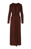 Johanna Ortiz Finding Yourself Twisted Plunge Midi Dress In Brown
