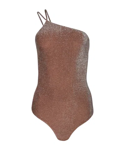 Johanna Ortiz Fire Ritual One-shoulder Swimsuit In Brown