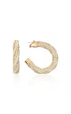 Johanna Ortiz Flamenco Harmony Natural Palm Hoop Earrings In White