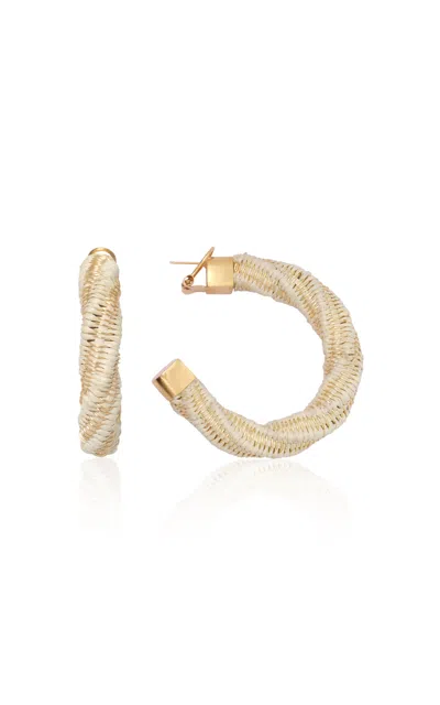 Johanna Ortiz Flamenco Harmony Natural Palm Hoop Earrings In White