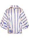 Johanna Ortiz Flechada Striped Cotton Shirt In White