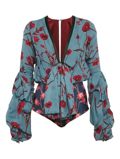 Pre-owned Johanna Ortiz Floral Bow Bodysuit