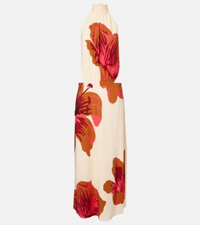 JOHANNA ORTIZ FLORAL HALTERNECK SILK CRÊPE MAXI DRESS