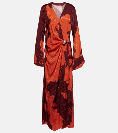 Johanna Ortiz Floral Jacquard Maxi Dress In Red