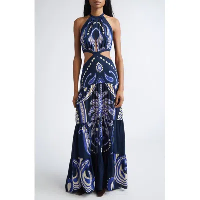 JOHANNA ORTIZ JOHANNA ORTIZ FLORAL PAISLEY DOUBLE SILK GEORGETTE MAXI DRESS