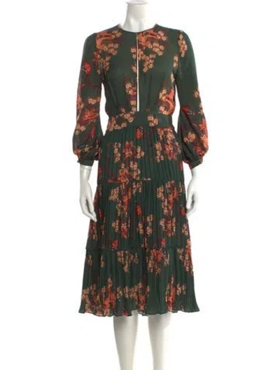 Pre-owned Johanna Ortiz Floral Print Long Dress In Green
