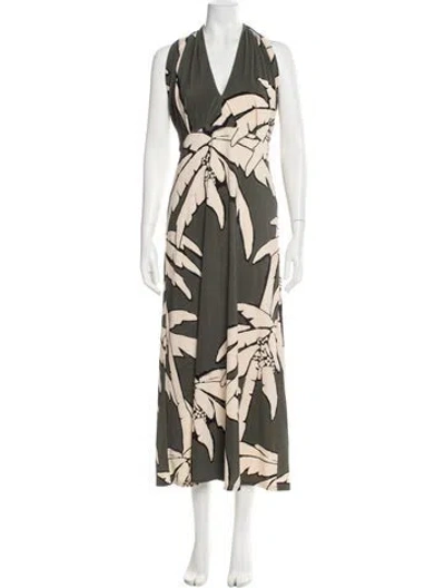Pre-owned Johanna Ortiz Floral Print Long Dress In Green