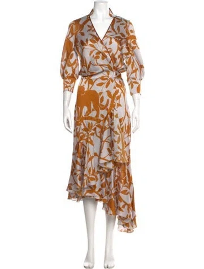 Pre-owned Johanna Ortiz Floral Print Long Dress In Multi