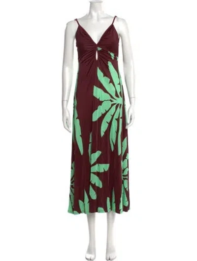 Pre-owned Johanna Ortiz Floral Print Long Dress In Multi