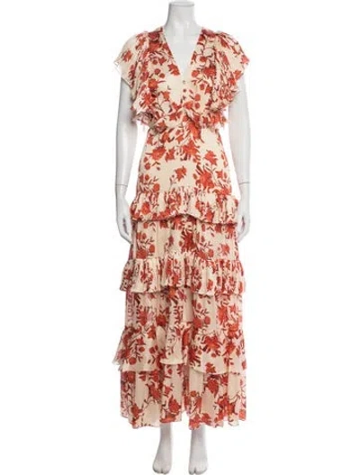 Pre-owned Johanna Ortiz Floral Print Long Dress In Red