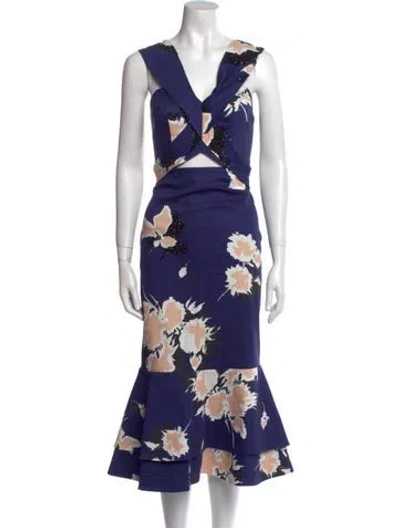 Pre-owned Johanna Ortiz Floral Print Long Dress In Yellow
