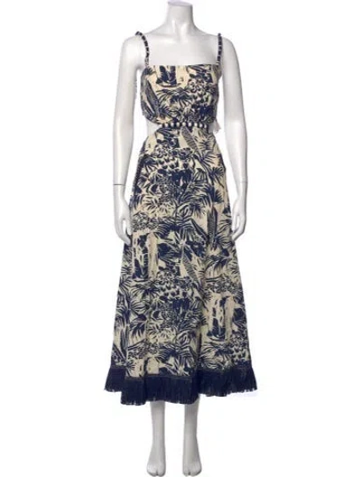 Pre-owned Johanna Ortiz Floral Print Midi Length Dress In Blue