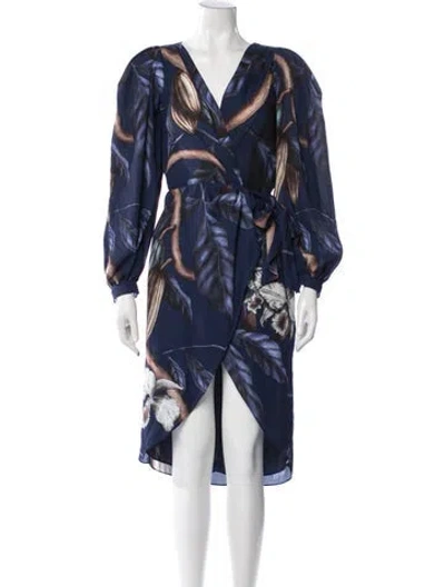 Pre-owned Johanna Ortiz Floral Print Midi Length Dress In Blue