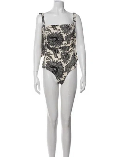 Pre-owned Johanna Ortiz Floral Print One-piece In Neutrals