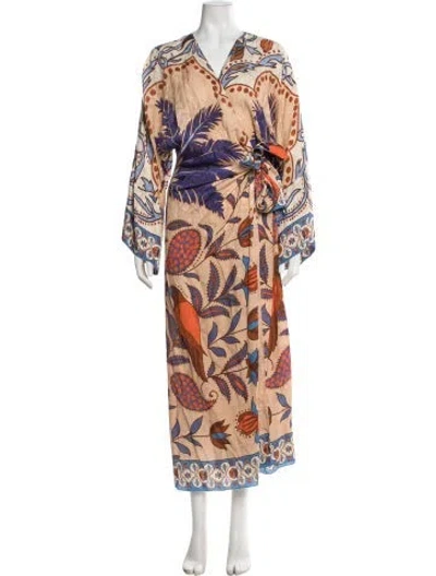 Pre-owned Johanna Ortiz Floral Print Robe In Neutrals