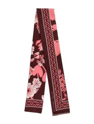 Pre-owned Johanna Ortiz Floral Print Shawl W/ Tags In Burgundy