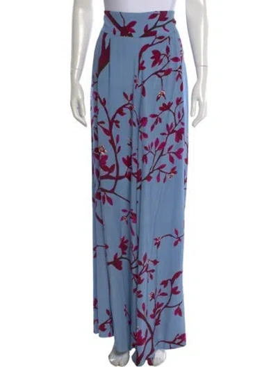 Pre-owned Johanna Ortiz Floral Print Wide Leg Pants In Blue