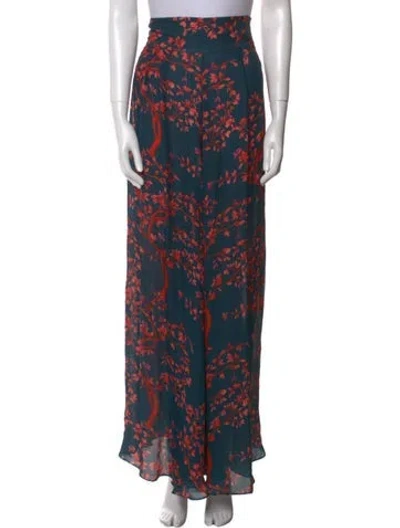 Pre-owned Johanna Ortiz Floral Print Wide Leg Pants In Green