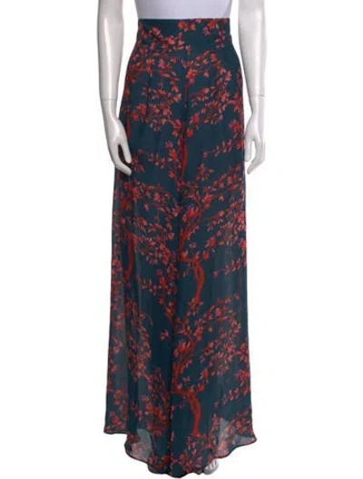 Pre-owned Johanna Ortiz Floral Print Wide Leg Pants In Green