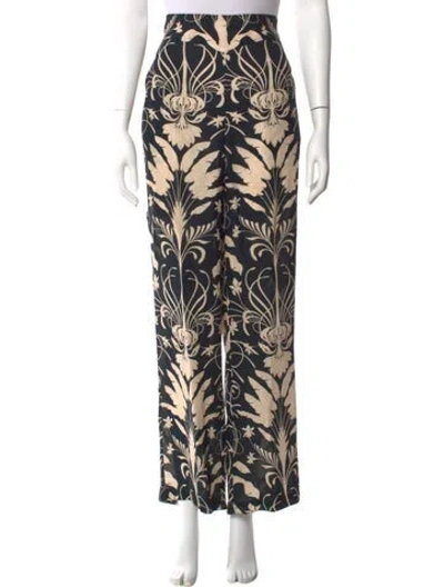 Pre-owned Johanna Ortiz Floral Print Wide Leg Pants In Neutral