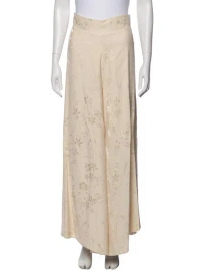 Pre-owned Johanna Ortiz Floral Print Wide Leg Pants In Neutral