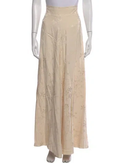 Pre-owned Johanna Ortiz Floral Print Wide Leg Pants In Neutral