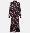 Johanna Ortiz Lo Sublime High Neck Silk Midi Dress In Papaver Somniferum