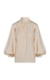 Johanna Ortiz Flying Sky Silk Top In Neutral