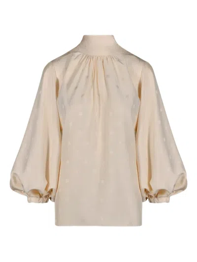 Johanna Ortiz Flying Sky Tie-neck Top In Neutral
