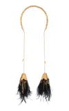 Johanna Ortiz Fortune's Favor Feather Headpiece In Gold
