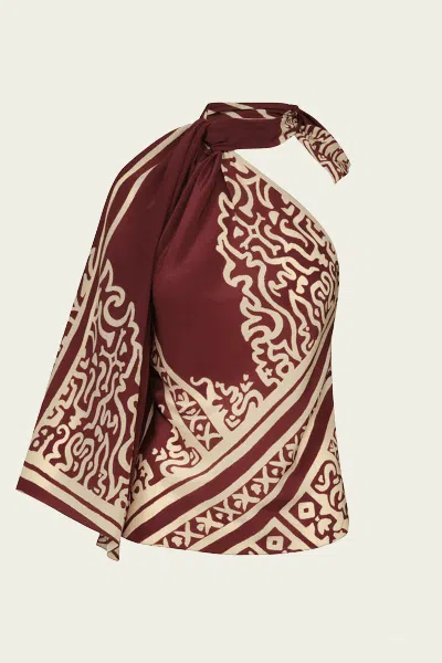 Johanna Ortiz Frontier Poem Top In Wine Ecru In Brown