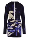 Johanna Ortiz Gangaway Long-sleeve Printed Mini Dress In Blue