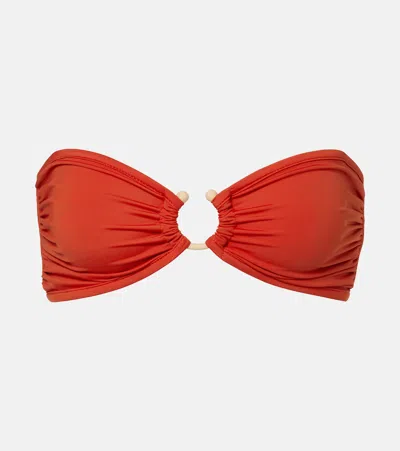 Johanna Ortiz Womens Fire Red Seawaters Ring-hardware Bikini Top Xs