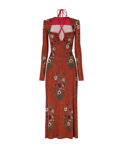 Johanna Ortiz Festive Performance Gathered Floral-print Stretch-jersey Midi Dress In Multi