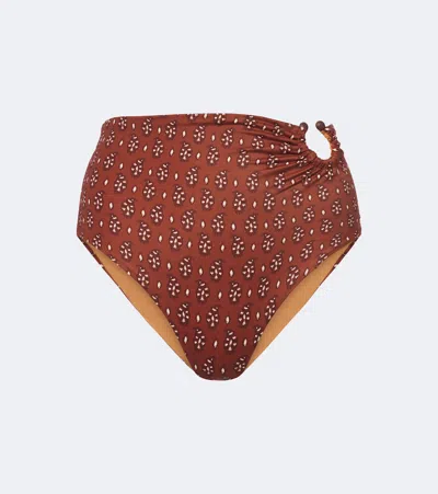 Johanna Ortiz Taita Printed Recycled Bikini Briefs In Brown
