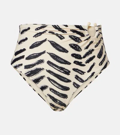Johanna Ortiz Gathered Printed Bikini Bottoms In White